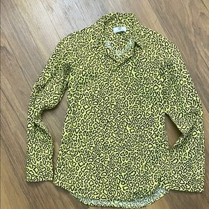 Young Versace boys yellow and black Leopard Print button down Shirt